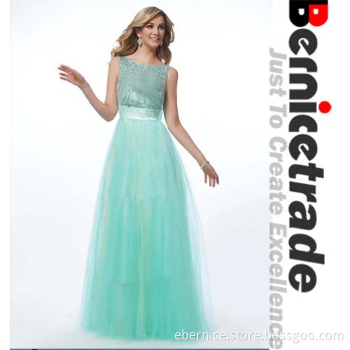 2014 Fashion New Aqua Long Sequins Prom Evening Dress